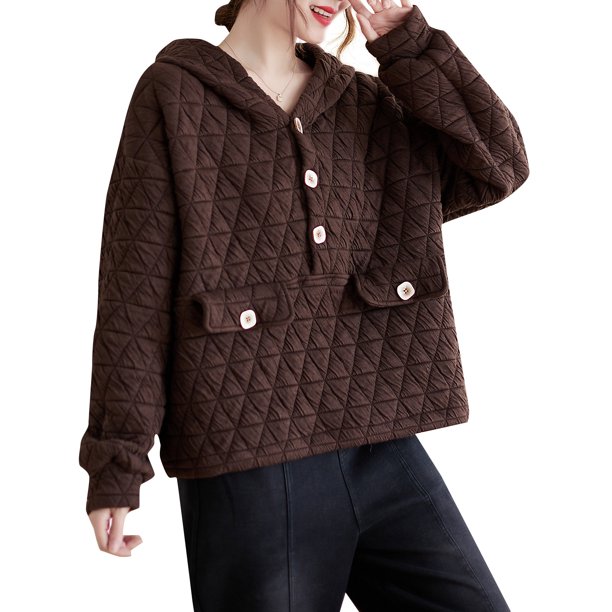 Sudadera con capucha holgada para mujer, cálida, acolchada, informal