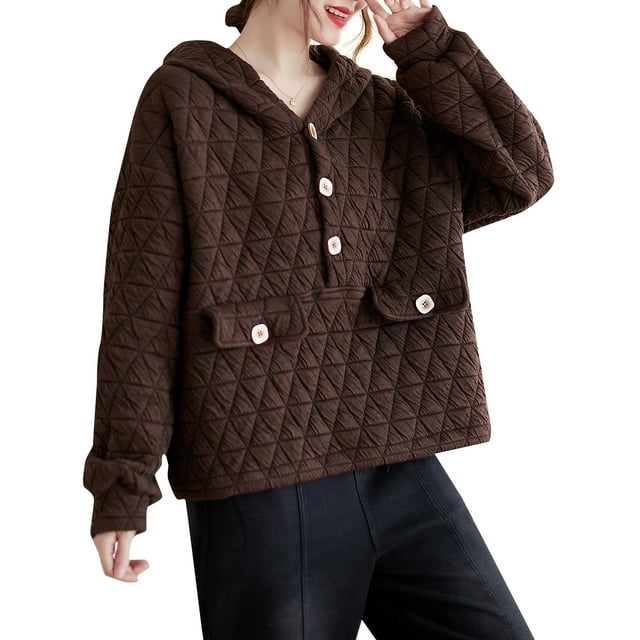 Sudadera con capucha suelta para mujer Sudaderas informales acolchadas cálidas con capucha Romacci Sudadera de mujer