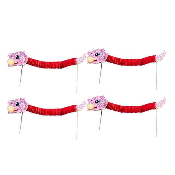 4 piezas de serpiente china, kits de materiales hechos a mano para manualidades, kits de manualidades para fiestas de niños y niñas Rosa