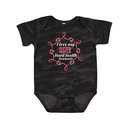 

Inktastic I Love My Sister Heart Health Awareness Gift Baby Boy or Baby Girl Bodysuit