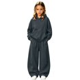 thumbnail image 3 of Angala 2 Piece Outfits For Girls Long Sleeve Cozy Hooded Sweatshirt With High Wwaist Pants With Back Pocket Set Girls Fall Season Wear Clothes, 3 of 6