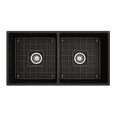 thumbnail image 6 of BOCCHI Contempo Apron Front Fireclay 36 in. Double Bowl Kitchen Sink with Protective Bottom Grid and Strainer in Matte Black, 6 of 6
