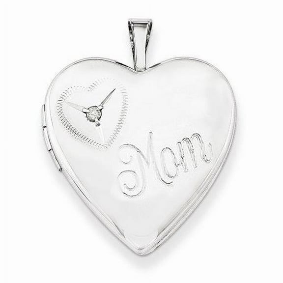 Sterling Silver "Mom" Heart Locket - 3/4 Inch X 3/4 Inch