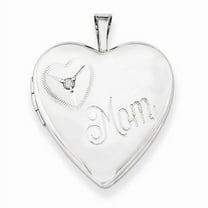 Sterling Silver "Mom" Heart Locket - 3/4 Inch X 3/4 Inch
