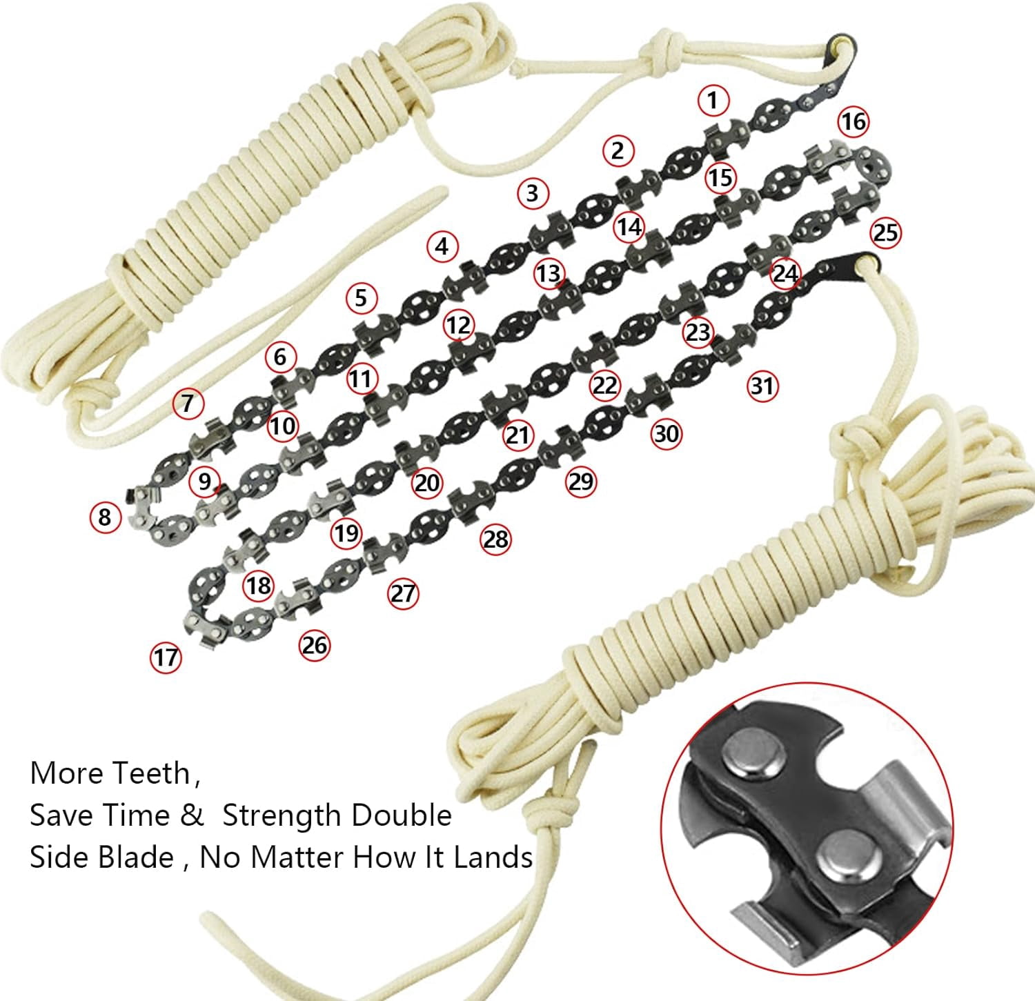 High Branch Hand Saw Chainsaw With 62 Blades 48 Inch Long Saw Chain And 7.2M Two Ropes, Easy To Cut 9M High Branch