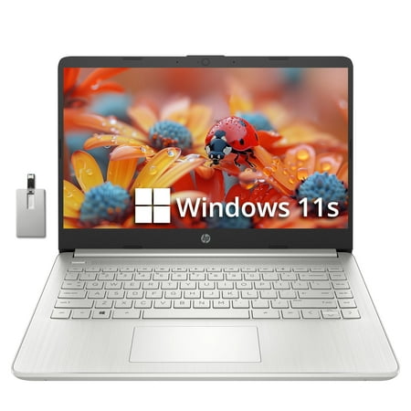 HP Stream 14" HD BrightView Laptop, Intel Celeron N4120, 8GB RAM, 256GB Storage (128GB eMMc+128GB USB Card), Intel UHD Graphics, 720p HD Webcam, 1 Year Office 365, WiFi 5, Bluetooth, Win 11s, Silver