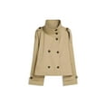 thumbnail image 3 of Women'S Cropped Trench Coat Double Breasted Short Jacket High Collar Fall Winter Coats Trendy Outfit with Belt Khaki M, 3 of 9