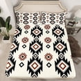 thumbnail image 2 of jejeloiu Vintage Aztec Geometric Twin Sheet Sets,Boho Bohemain Geometrry Twin Fitted Sheet,White Beige Brown Flat Sheet,Super Cozy Room Decor,3 Pieces, 2 of 7