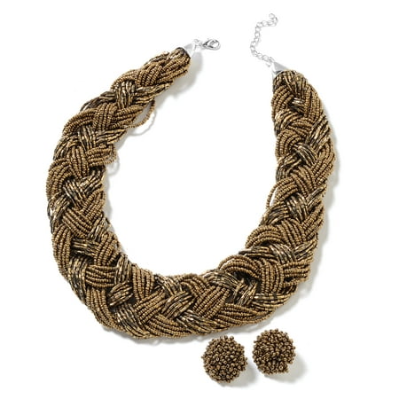 Silvertone Beads Resin Earrings Necklace 20