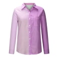 thumbnail image 4 of Cárdigan de manga larga con estampado de rayas en contraste para mujer, camisa de un solo pecho, camiseta de manga larga con solapa/camisa Pompotops  FGAJ21622, 4 of 8
