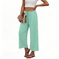 thumbnail image 6 of Hurxie Women's Pants Summer Palazzo Flowy Wide Leg Beach Trousers with Pockets Mint Green,M, 6 of 6