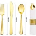 thumbnail image 2 of ZEN 400PCS Pre Rolled Gold Plastic Silverware Sets - Heavy Duty Gold Cutlery - Include 100 Pack Wrapped Disposable Utensils with Napkins for Parties, Dinners & Weddings, 2 of 9