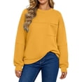 thumbnail image 4 of TEAJOPSUU Womens Crewneck Sweatshirts Chest Pocket Long Sleeve No Hood Sweatshirts Relaxed Fit Casual Fall Winer Pullover for Everyday Gym Yoga Yellow, 4 of 6