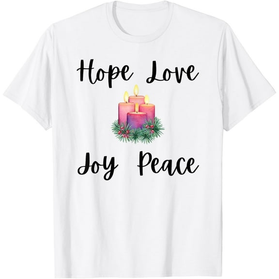 Cute Advent Hope love joy peace Christian Christmas T-ShirtMen and women can wear white T-shirts, gifts. Age: M,,L,XL,2XL,3XL, 84XL