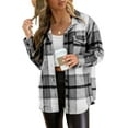 thumbnail image 3 of (5 pack) SUNBS Plaid Flannel Shackets for Women Long Sleeve Button Down Shirts Fall Coats Fashion Jackets, 3 of 8