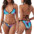 thumbnail image 3 of Bingfone Tropical Flamingo Summer Print Women's Bikini Set, Bikini Two-piece Set - High Elastic Strap Style, Beach Pool Swimsuit - Removable Chest Pad, 3 of 6