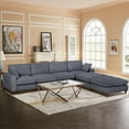 thumbnail image 2 of Modern corduroy modular section sofa, U-shaped convertible L-shaped sofa set with pillow, oversized sectional sofa with footstool, suitable for living room, 2 of 5