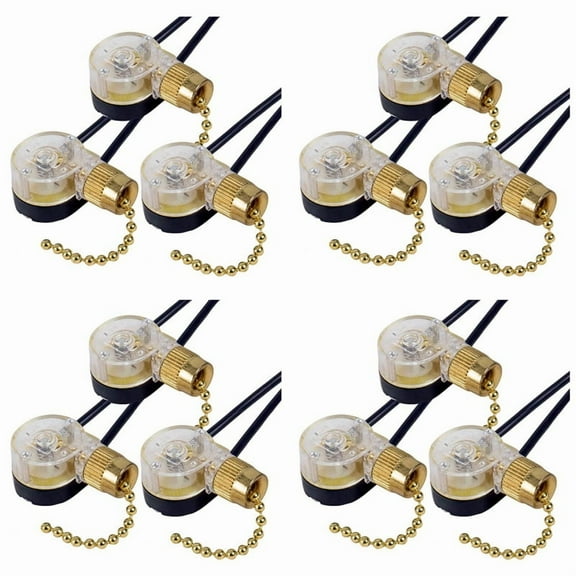 12Pack Ceiling Fan Light Switch ZE-109 Fan Switch Ceiling Pull Chain Switch Replacement (Brass),12 x Ceiling Fan Light Switch