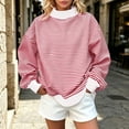 thumbnail image 3 of Gealkoca Women Oversized Sweatshirt Striped Mock Neck Long Sleeve Pullover Shirt Fall Winter Lounge Tops Women's Casual Pullover Comfortable Top, 3 of 8