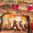 thumbnail image 3 of Tapiz navideño, tapiz de pared de tablón marrón, hojas, frutas rojas, decoración colgante de pared para dormitorio y sala de estar, 3 of 4