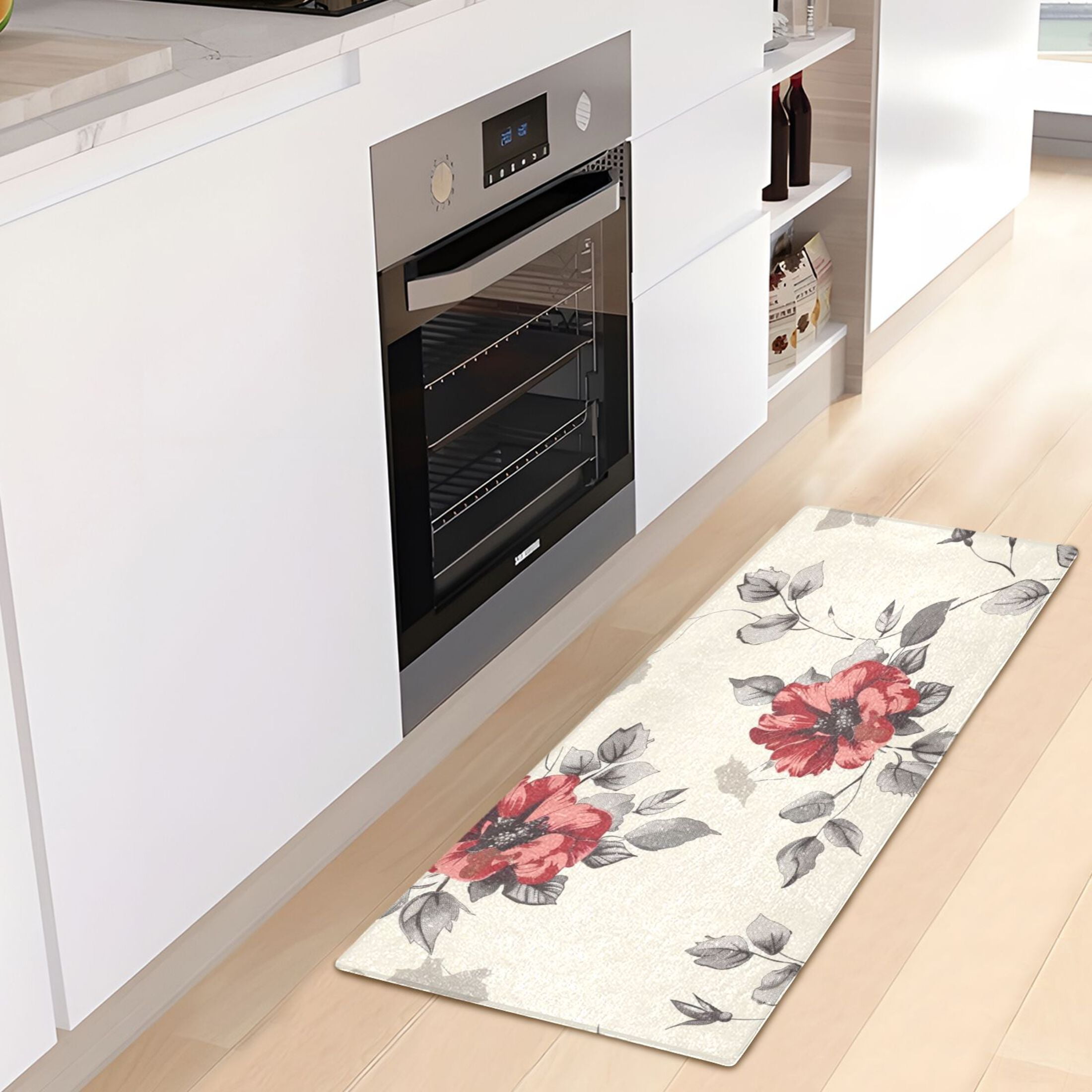 Bath Mat Soft Plush Non-Slip Absorbent Bathroom Rugs 39"x20" Watercolor Floral Flower