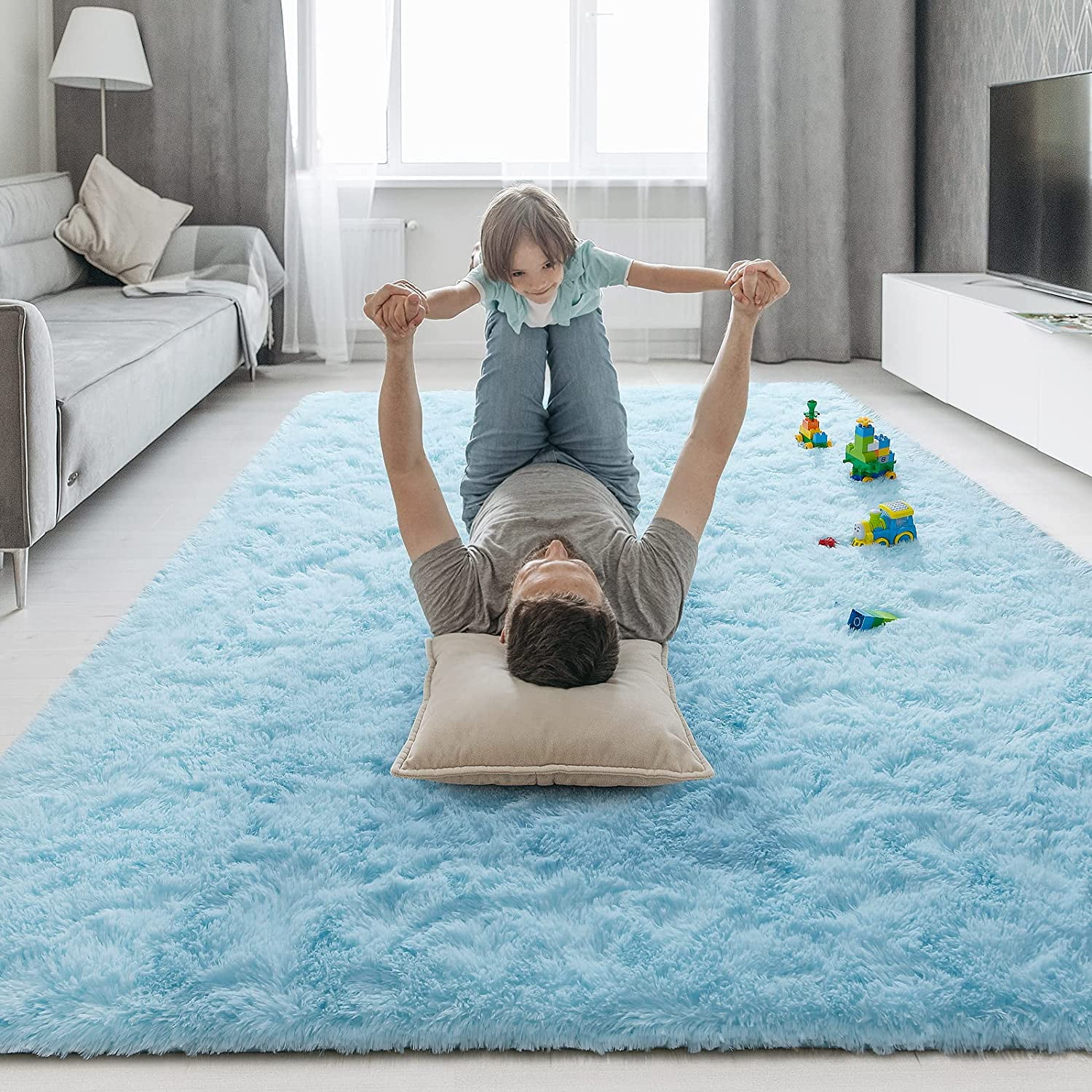 Lochas Soft Shag Carpet Fluffy Rug for Living Room Bedroom Big Area Rugs  Floor Mat Home Decor, 4'x6',Lavender Purple