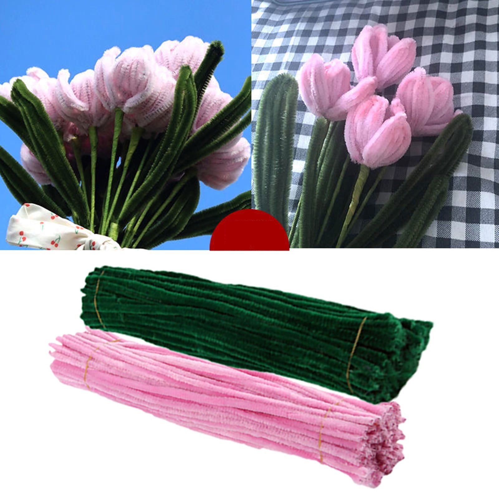 161pcs Pipe Cleaners Craft Supplies Chenille Stems Flower Craft Kit DIY  Tulip Bouquet Making Kit Fuzzy Sticks Crafting Materials Bendable Wire Bulk  For Art Classroom Valentine'S Day Mothers Day Gift