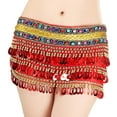 thumbnail image 6 of Segolike Women Belly Dance Skirt Shiny Hip Scarf Wrap for Festival Tango Themed Party Red, 6 of 8