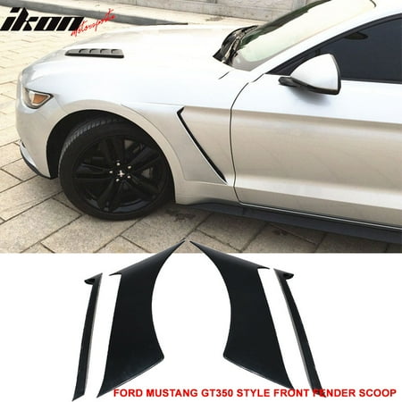 Mustang Xenon Side Scoops - Fits 15-18 Ford Mustang GT350 Style Front Side Fender Door Scoops Unpainted ABS