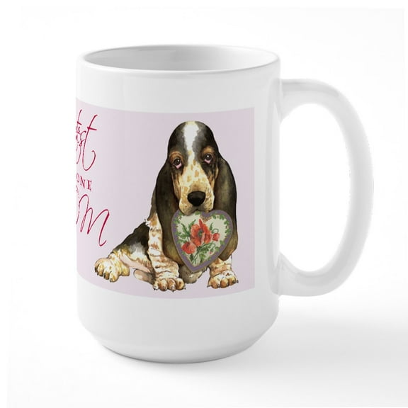 CafePress - Basset Mom Mug - 15 oz Ceramic Large White Novelty Mug