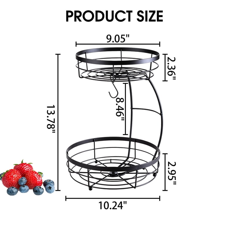 GARITIN 2-Tier Fruit Basket with Banana Hanger photo 2