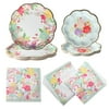 Garden Blooms Paper Plates Napkins, Kate Aspen 16pcs 7 inch & 16pcs 9 inch Heavy Duty Disposable Party Plates, 30pcs 6.5 inch Durable Paper Napkins for Baby Shower, Bridal Shower & Wedding Party