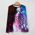 thumbnail image 5 of Demon Slayer Women's Pajama Top 3D Digital Print Sleepwear Trendy Crewneck Pullovers Long Sleeve Shirts 2XL, 5 of 8