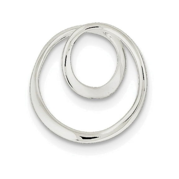 925 Sterling Silver Solid No bail Polished Circle Pendant Necklace 22x20mm Wide Pendant for Women