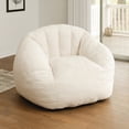 thumbnail image 2 of Big Joe Cloudberry Bean Bag Chair, Foam-Filled Structured Seat, Teddy Boucle, Icing, Adults, 2 of 8