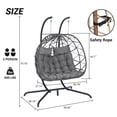 thumbnail image 4 of SEGMART 2-Person Hanging Swing Chair with Stand, Double Hanging Egg Chair with Cushion and Pillow, Foldable Wicker Rattan Patio Basket Hanging Chair for Indoor Outdoor Garden, Light Gray, 4 of 10