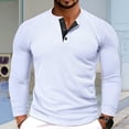thumbnail image 4 of Camiseta Henley de Larga para Hombre, Informal, con Botones, Suave, Elástica, Básica, con Diseño de Gofre, para Otoño. XXL, 4 of 6