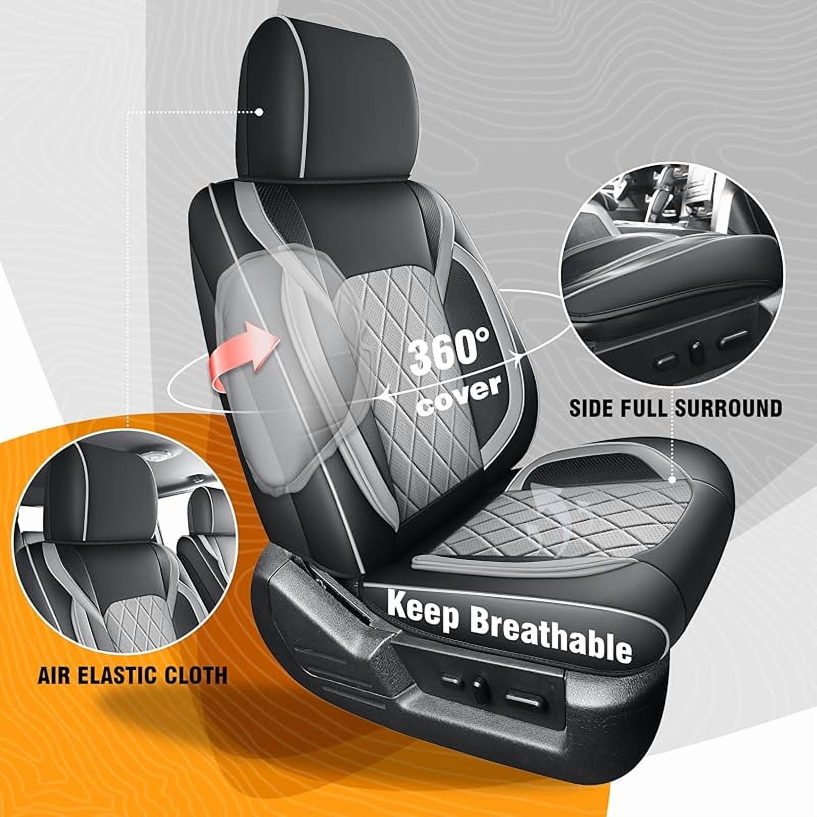 Seat Covers for 2009-2025 Ford F150 SuperCrew & 2017-2025 F250/F350/F450 Super Duty Crew Cab Pickup XL XLT Lariat King Ranch | Custom-Fit Front Seat Covers(Beige)