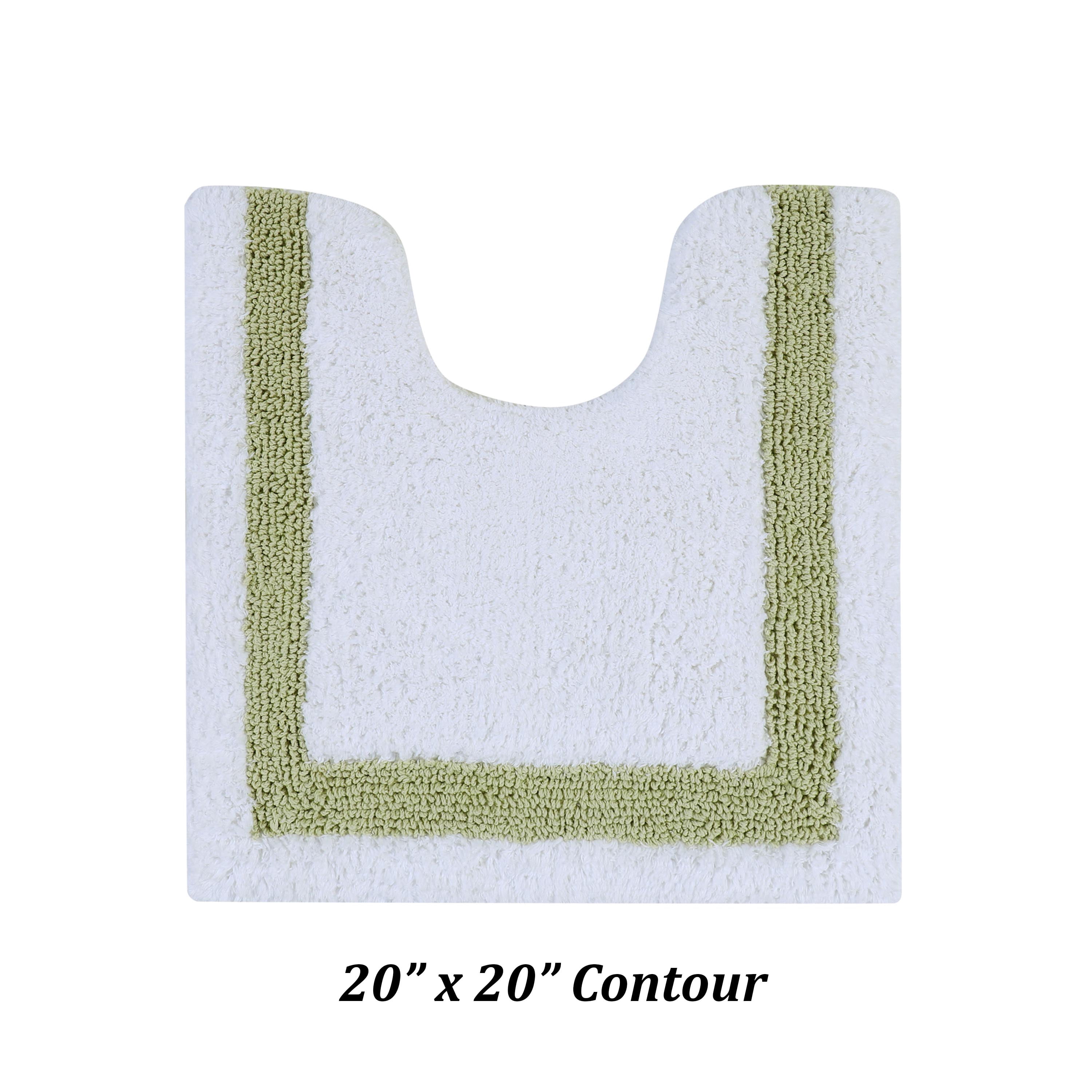 Better Trends 5 Piece Bathroom Rugs Set 100% Cotton Bath Rug Soft, Water Absorbent, Reversible, Machine Washable for Bathroom Decor Toilet Base Contour, Runner Mat Hotel Collection - White/Sage