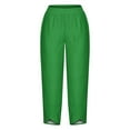 thumbnail image 4 of Timegard Plus Size Pants for Women Elastic Waist Solid Color Comfy Fall Casual Crop Pants with Pockets, 4 of 5