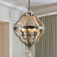thumbnail image 4 of LNC 3-Light Globe Wood Farmhouse Chandelier,Black and Wood,Living Room Chandelelier, 4 of 11