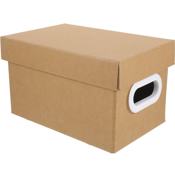 Caja de almacenamiento Kraft con tapa, ideal para el hogar, la oficina, el dormitorio y el armario. Caja de almacenamiento multiusos.