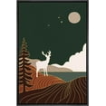 thumbnail image 3 of PixonSign Framed Wall Art Print Set Deer in The Golden Green Night Forest Animals Wilderness Illustrations Modern Art Farmhouse/Country Colorful Dark for Living Room, Bedroom, Office - 16"x24" Black, 3 of 5