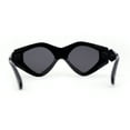 thumbnail image 4 of Womens Beveled Concave Octagonal Thick Plastic Mod Sunglasses All Black, 4 of 4
