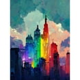 thumbnail image 1 of Rainbow Skyscrapers Skyline Cityscape Abstract Multicoloured Painting Unframed Wall Art Print Poster Home Decor Premium, 1 of 4