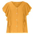thumbnail image 3 of JIUKE Dress Shirts for Women Casual Ruffle Sleeve Work Shirts Button down V Neck Business Dressy Top, 3 of 5