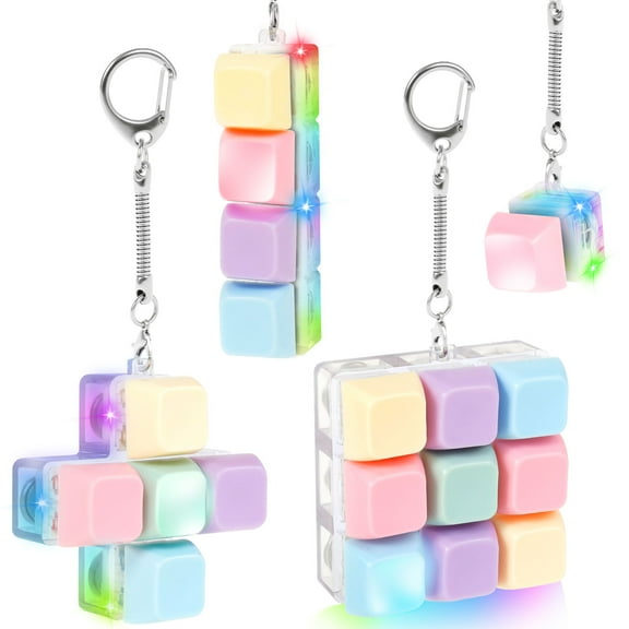 LINFANG 4Pcs Keyboard Clicker Toy Portable Mechanical Keyboard Keychain Toy Funny Decompression Key Button for Adults Teens