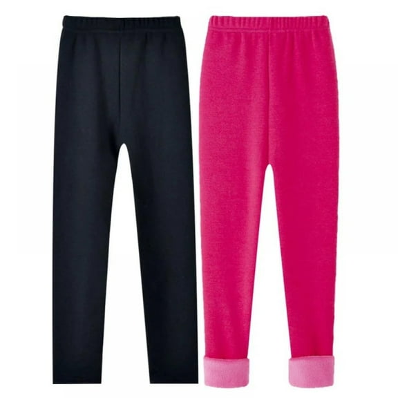 XBASW Toddler Baby Girls 2 Pack Fleece Leggings Winter Trousers Warm Stretch Tights for Kids Girls 2-13T