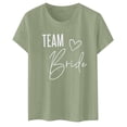 thumbnail image 5 of Team Bride Print T Shirt for Women Short Sleeve Crew Neck Tee Letter Print Summer Casual Tops Green S, 5 of 5