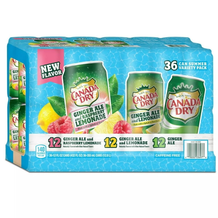 Canada Dry Ginger Ale Summer Variety Pack, 12 Fluid Ounce (36 Pack) 